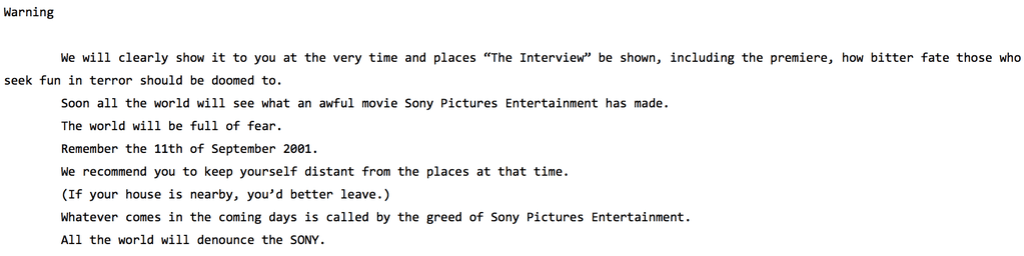 threat sony